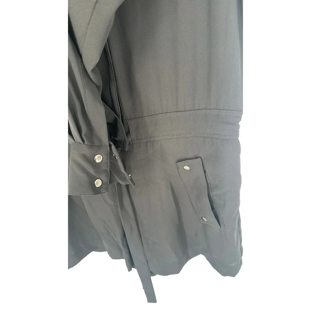 BCBGMAXAZRIA Black Utility‎ Romper Button Down Drawstring Waist Career Casual